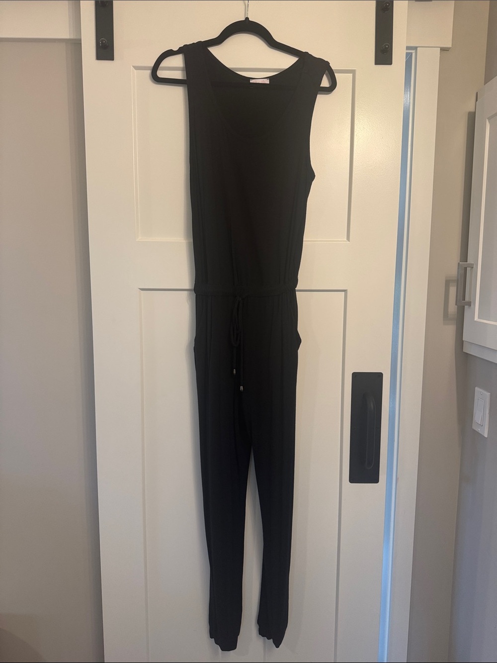 Pink Lily Black Sleeveless Drawstring Jumpsuit